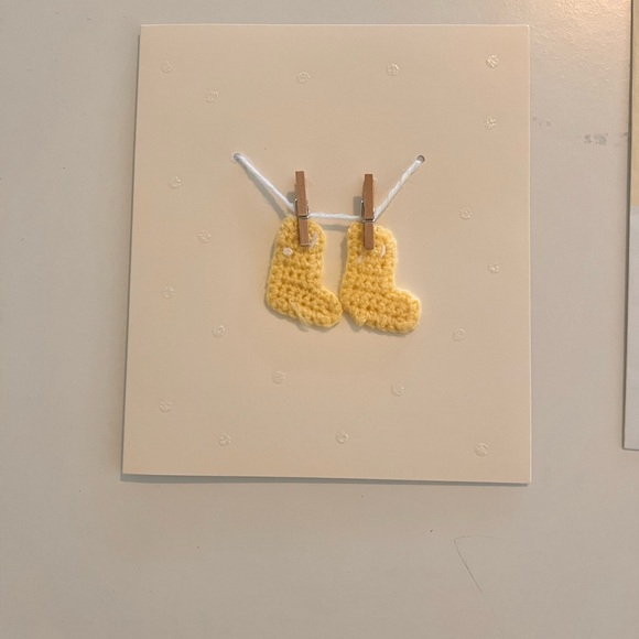 Yellow Baby Booties Card Greeting Card - Picture 3 of 7